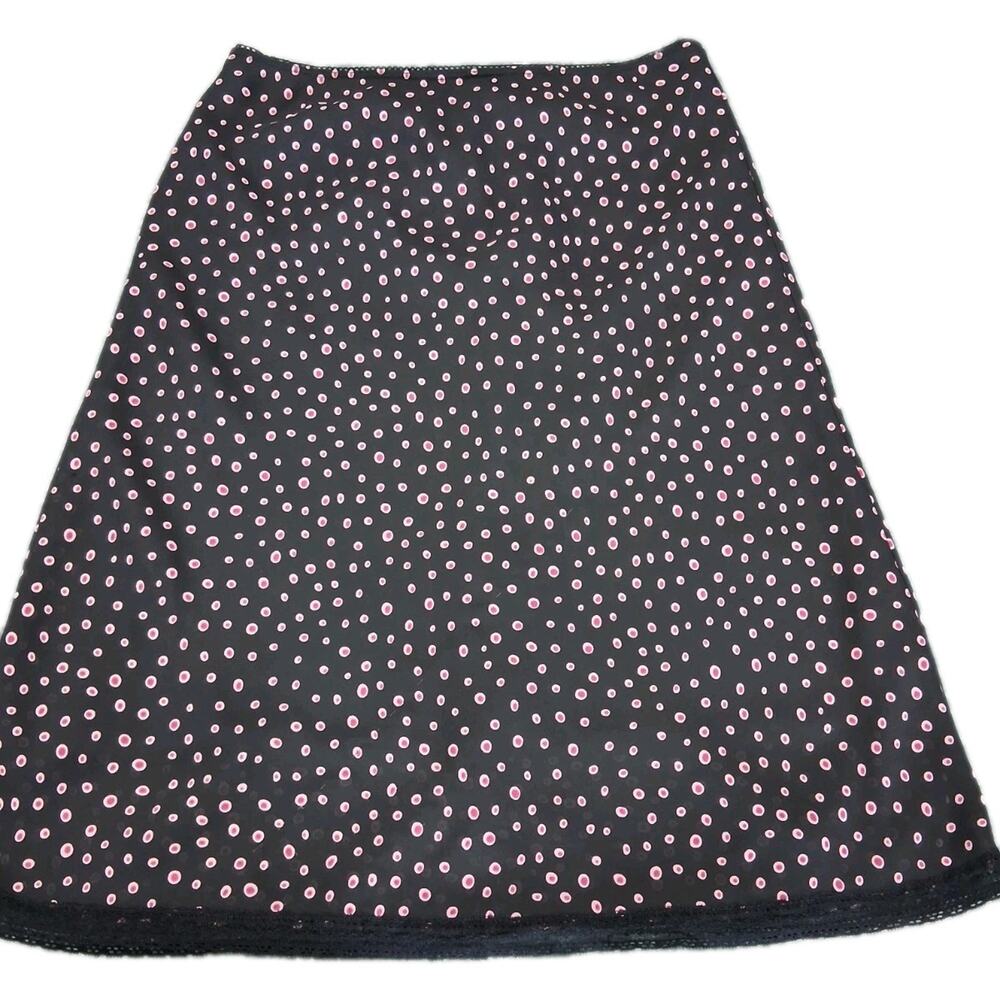 VINTAGE TRIXXI Skirt Sz 9 Lace Trim Fairy Whimsy Goth Pink Dots Babydoll Y2K USA